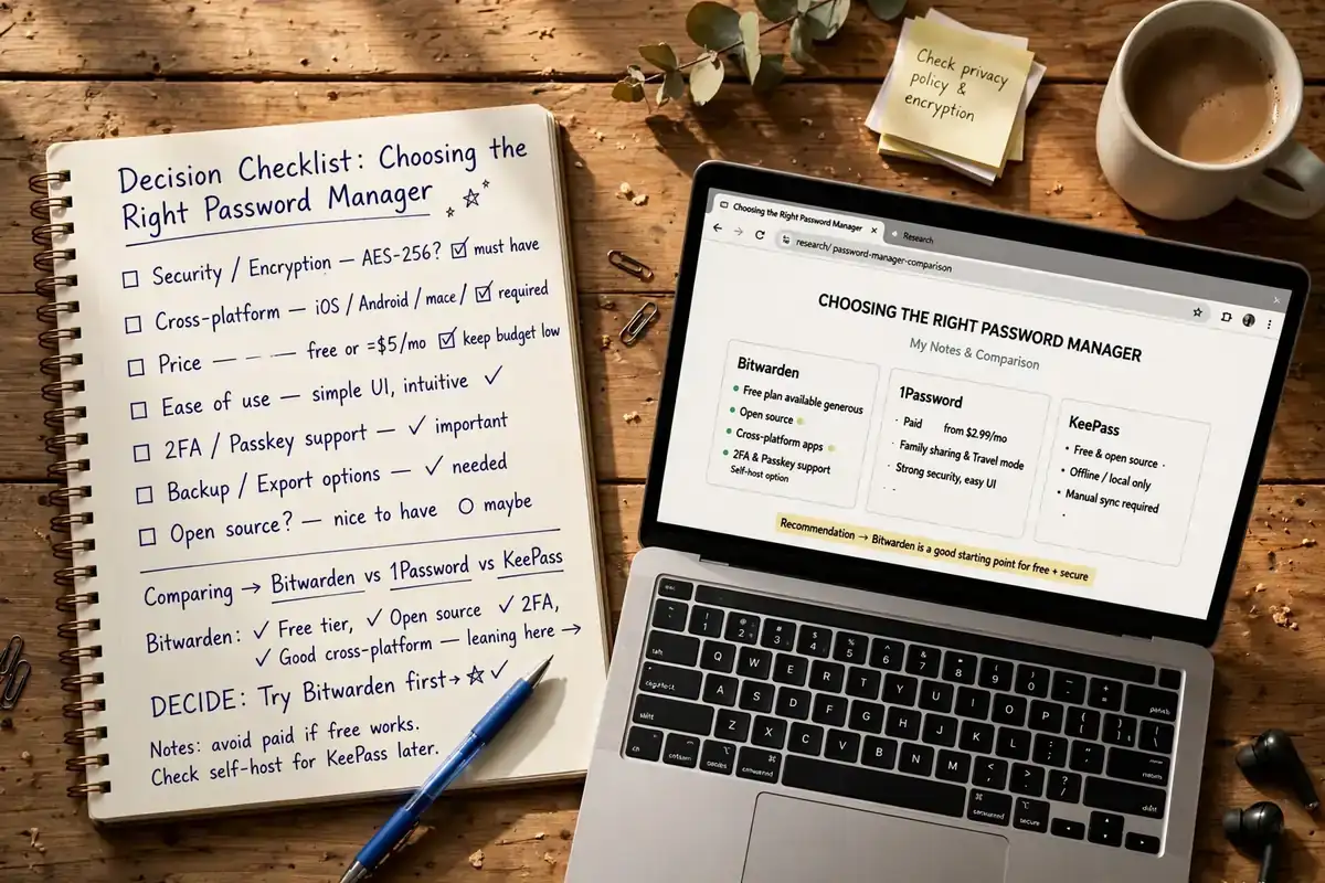 best password managers decision guide on desk