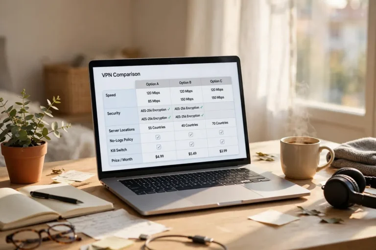 best free vpn comparison of trusted free VPN apps on a laptop screen