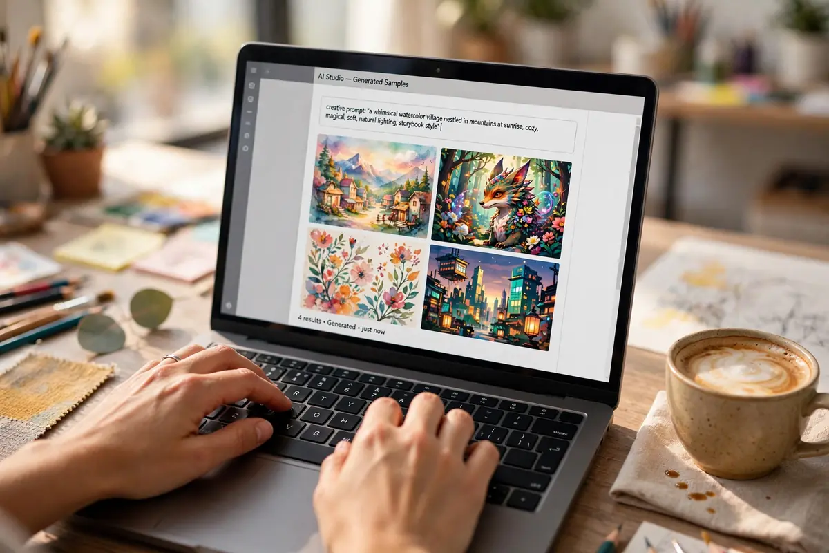 Creative professional using best AI image generators for design work