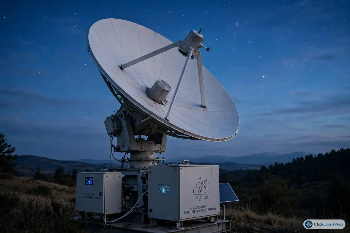Satellite internet and AI cloud technology concept